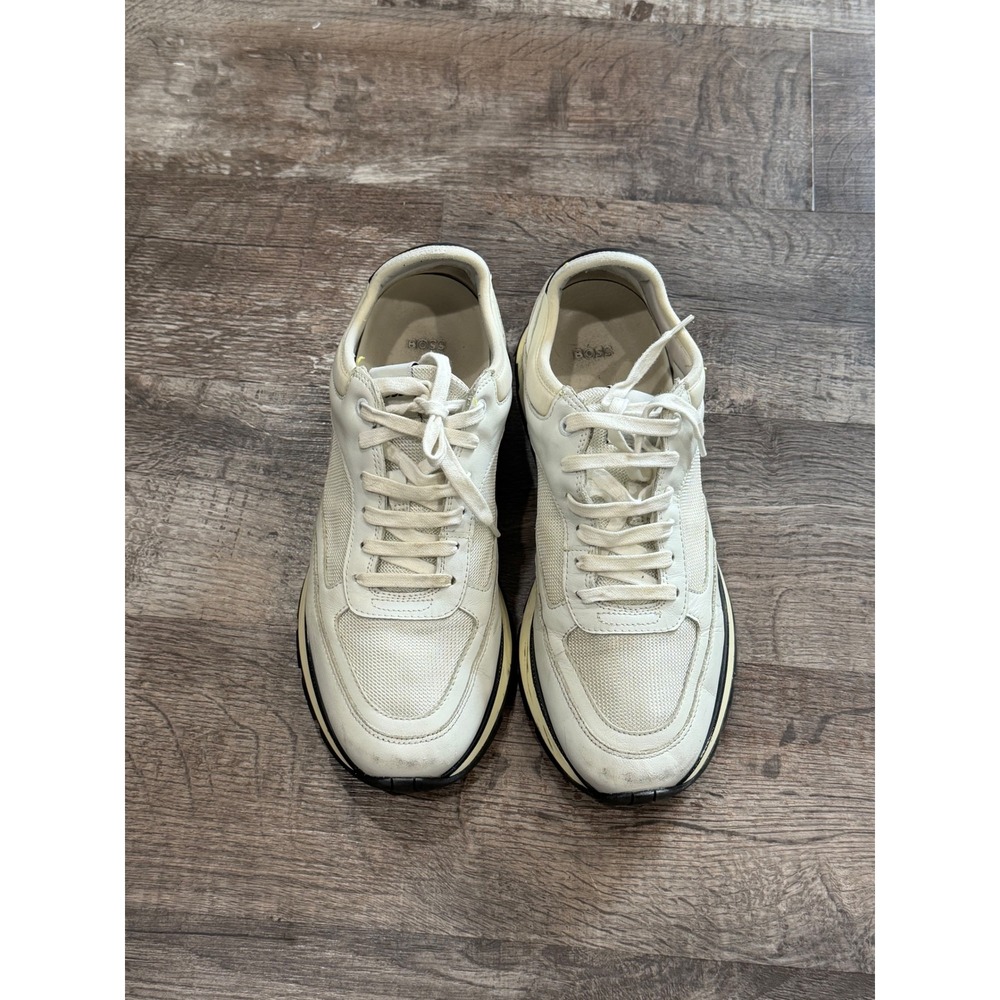 Hugo Boss White Leather Mesh Low Top Sneakers 50470693 Mens 42